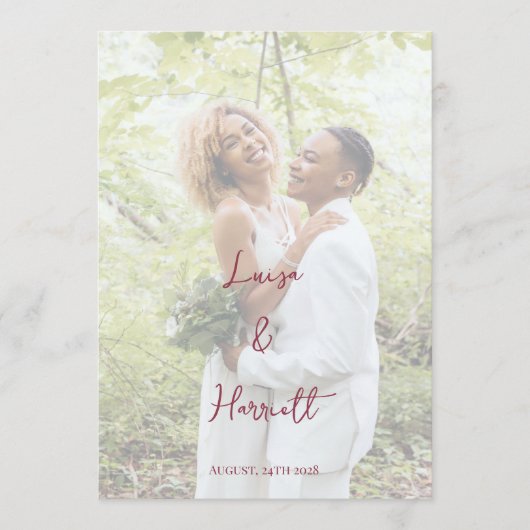 Menu Lesbian Wedding Photo Pride Flag Gradient (Devant)