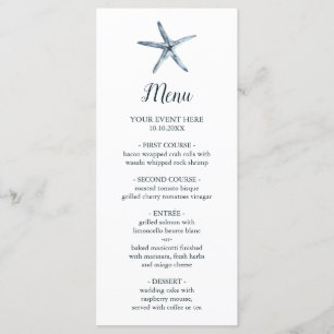 Menu L'étoile bleue Mariage nautique