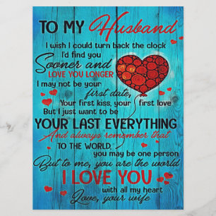 Menu Lettre à mon mari Lovely To My Husband Cadeau