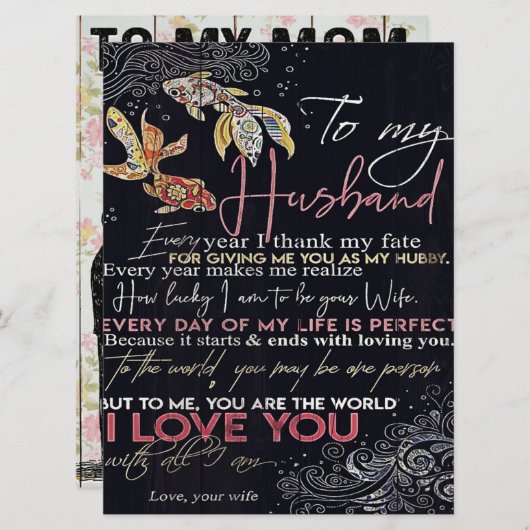 Menu Lettre à mon mari | Meilleure Fête des pères prése (Devant / Derrière)