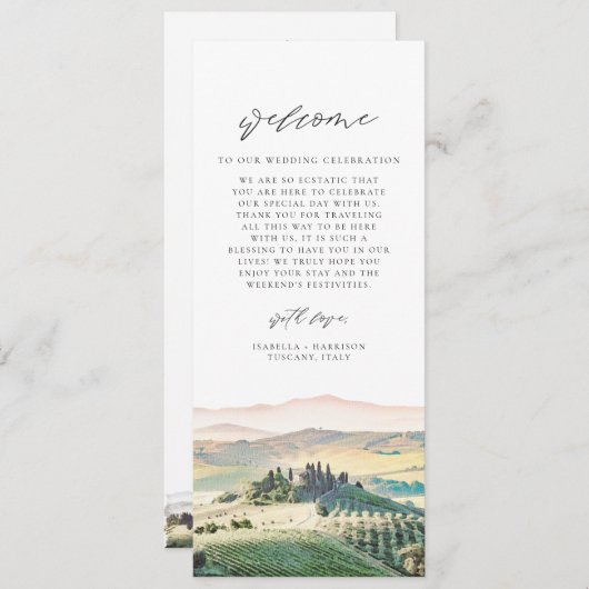 Menu LETTRE D'ACCUEIL DE Destination TOSCANE (Devant / Derrière)