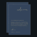 Menu LETTRE D'ACCUEIL DE LA Marine Moderne CAITLIN Cart<br><div class="desc">Cette lettre de bienvenue mariage et cette chronologie présentent une police manuscrite pointue et un design minimaliste moderne avec une combinaison moderne de bleu marine et de couleur or. Modifiez facilement le libellé *most* de cette chronologie. Cliquez sur 'cliquer pour customiser plus loin' dans la section de personnalisation pour ouvrir...</div>