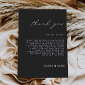 Menu Lettre Merci noir, note Napkin