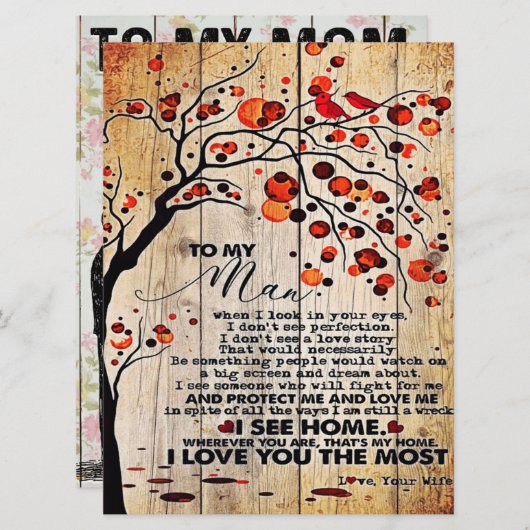 Menu Lettre mignonne au mari | Beau Cadeau Pour Mari (Devant / Derrière)