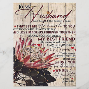 Menu Lettre mignonne au mari Cadeau Design Cool