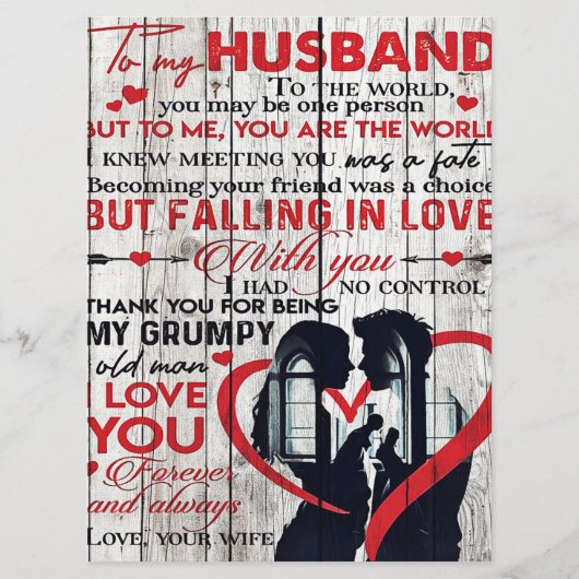 Menu Lettre mignonne pour mari | À mon mari présent (Devant)