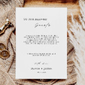 Menu lettre minimaliste en Merci, note de Napkin