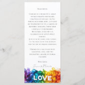 Menu 🌈 LGBT + texte adorable Peint avec mariage d'amou (Dos)