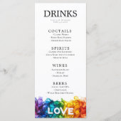 Menu 🌈 LGBT + texte adorable Peint avec mariage d'amou (Devant)