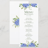 Menu LGBTQ Blue Hydrangeas Floral Mariage (Devant / Derrière)