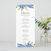 Menu LGBTQ Blue Hydrangeas Floral Mariage (Debout devant)