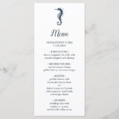 Menu L'hippocampe bleu | Mariage nautique (Devant)