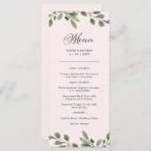 Menu Liage minimal | Mariage rose pâle (Devant / Derrière)