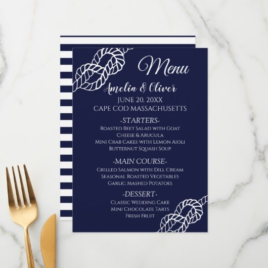 Menu Lien La Corde Nautique Knot Mariage White Navy (Devant/Arrière en situation)
