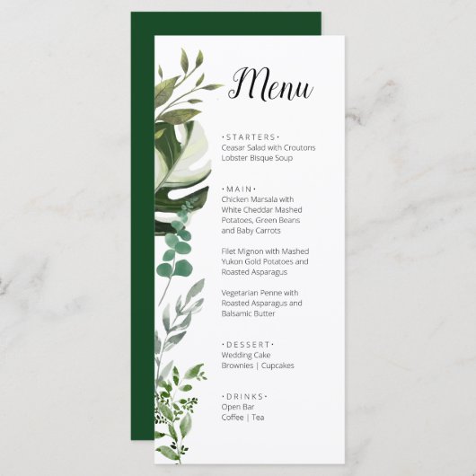 Menu LIFY Botanical Eucalyptus Feuille Mariage (Devant / Derrière)