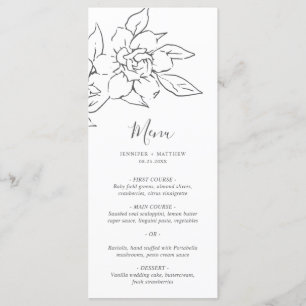 Menu Ligne artistique neutre Fleurs Élégant Mariage