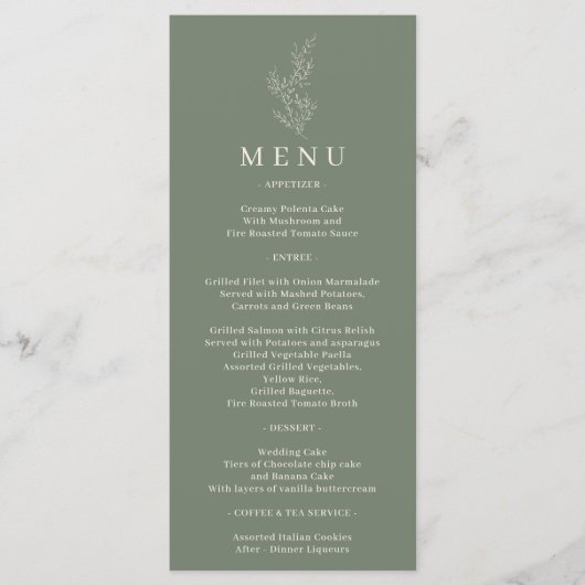Menu Ligne de lierre à fleurs vert sauge (Devant)