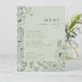 Menu Ligne Florale Art Sage Vert Mariage (Debout devant)