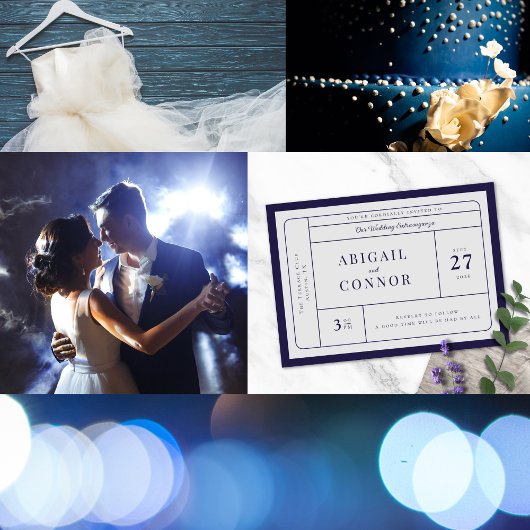 Menu Lignes modernes épurées Marine & Grey