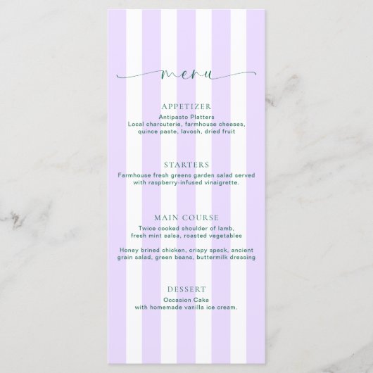 Menu Lilac à bande classique (Devant)