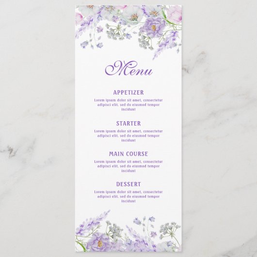 Menu Lilac Flowers Classic (Devant)
