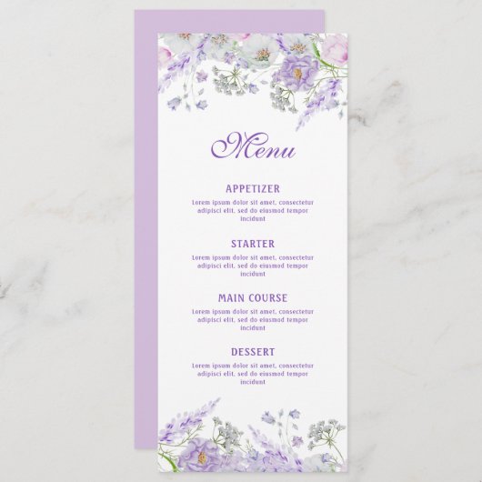 Menu Lilac Flowers Classic (Devant / Derrière)