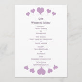 Menu Lilac Hearts Design Wedding (Devant)