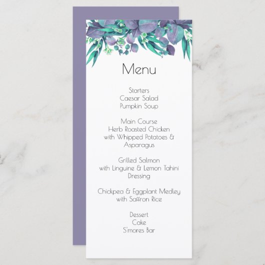 Menu Lilac & Mariage vert clair (Devant / Derrière)