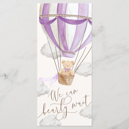 Menu Lilac Purple Nous Pouvons Bearly Wait Baby shower (Dos)