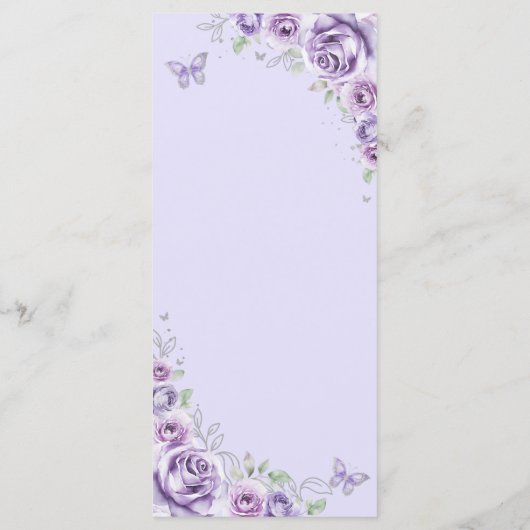 Menu Lilac Purple Silver Floral Quinceanera (Dos)