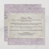 Menu Lilac Vintage français Régence Lace Mariage dressé (Devant / Derrière)