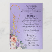 Menu Lilas Bleu - Fleurs Sauvages, Monogramme & Merci (Devant)