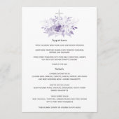 Menu Lilas et fleurs argentées Baptême ou Christening (Devant)