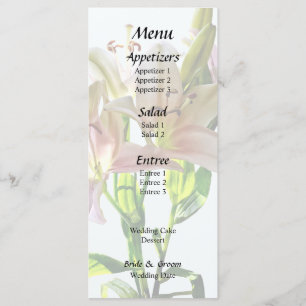 Menu Lilies Roses Pâles Rétroéclairées