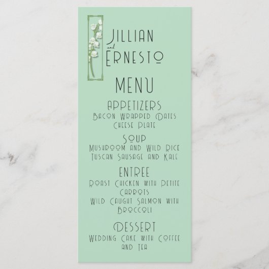 Menu Lily de Vallée avec des fougères || Vert doux (Devant)