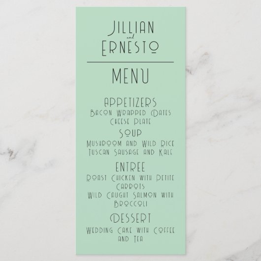 Menu Lily de Vallée avec des fougères || Vert doux (Devant)