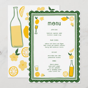 Menu Limoncello Lemonade Lemons Fête des mariées CUSTOM