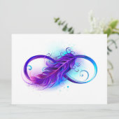 Menu L'infini avec plume violette (Debout devant)