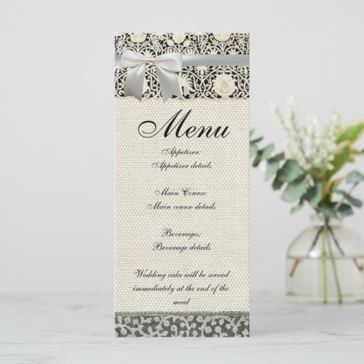 Menu Linge de dentelle mariage blanc classique jolie (Debout devant)