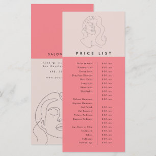 Menu Liste de prix de beauté du bloc couleur