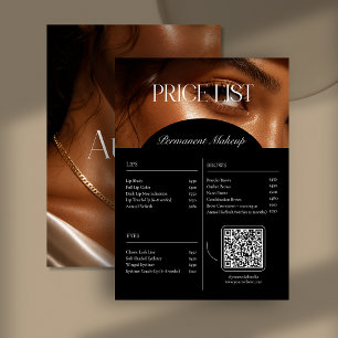 Menu Liste de prix des services de salon de cosmétiques