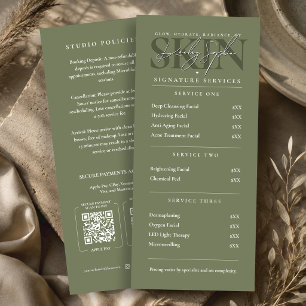 Menu Liste de prix QR de salon de beauté Esthéticienne
