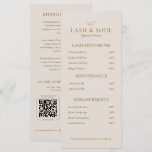 Menu Liste de prix QR pour Artiste Maquilleuse Simple L