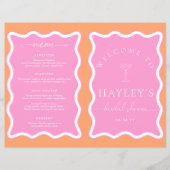 Menu Livret de Jeu de Baby Shower Vague Orange Ros (Devant)