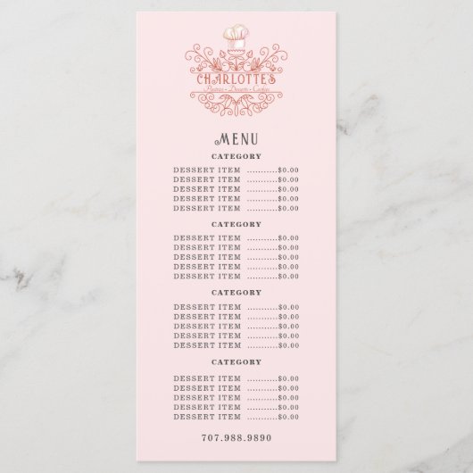 Menu Logo Baker Bakery Rose Rose (Devant)