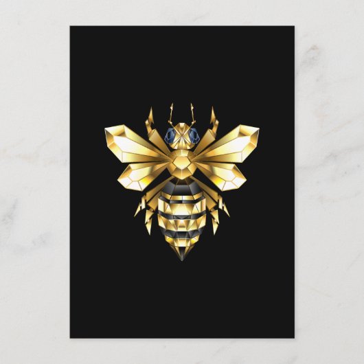 Menu Logo Faux Gold Foil Bee Polygonal sur Noir (Devant)