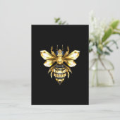 Menu Logo Faux Gold Foil Bee Polygonal sur Noir (Debout devant)