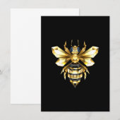 Menu Logo Faux Gold Foil Bee Polygonal sur Noir (Devant / Derrière)