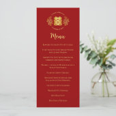 Menu logo floral rouge mariage chinois double bonheur (Debout devant)