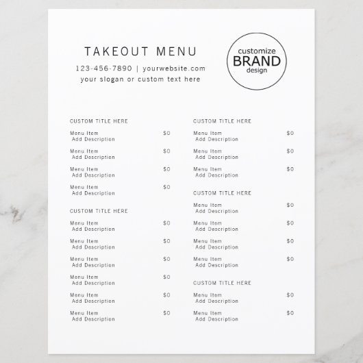 Menu Logo van restaurant met Catering minimalist (Voorkant)